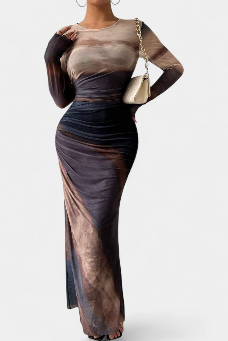 Galene Vestido Midi Ajustado Con Capa Colección Couture