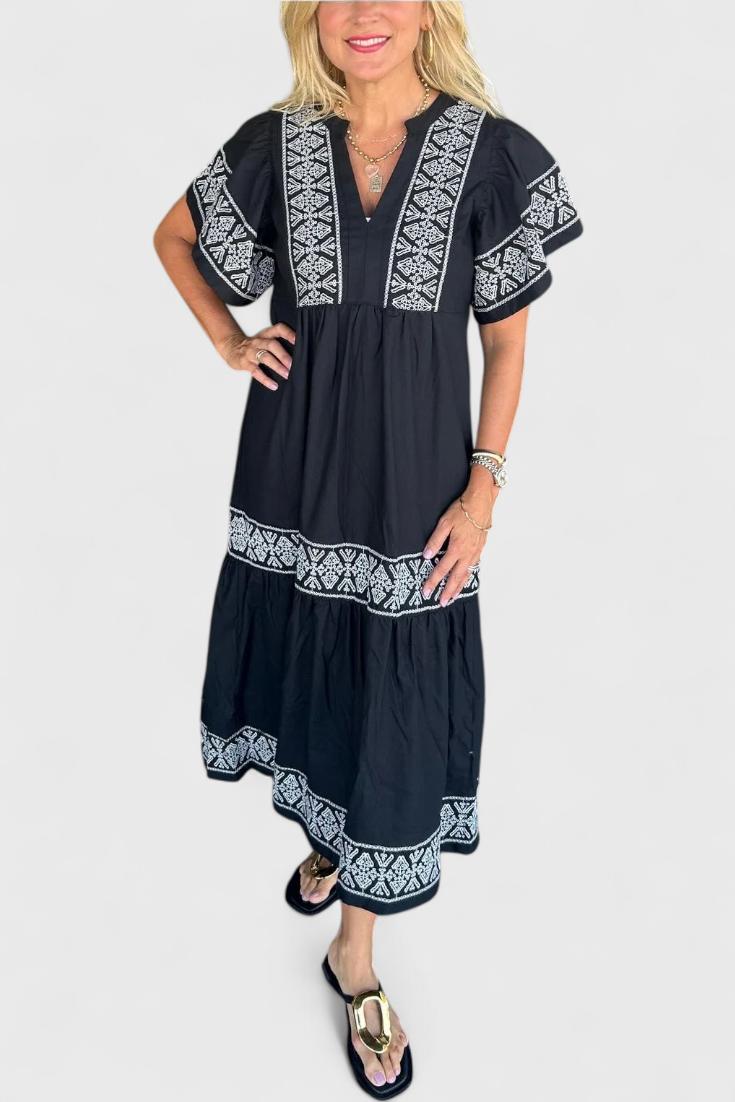 Allona Vestido Maxi Boho Colección Exclusiva Escote V