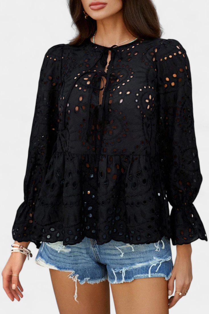 Kayden Top Bohemio De Encaje Corte Fluido Exclusivo