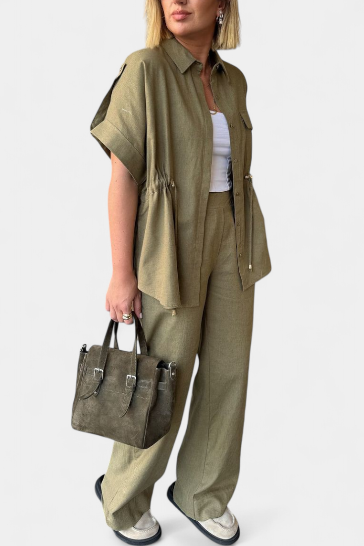Lani Conjunto Camisa Pantalones Algodón y Lino Exclusivo