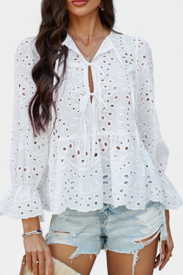 Kayden Top Bohemio De Encaje Corte Fluido Exclusivo