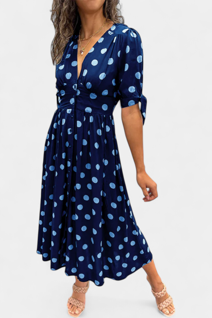 Lizzie Vestido Midi Colección Lunares Exclusiva Elegante