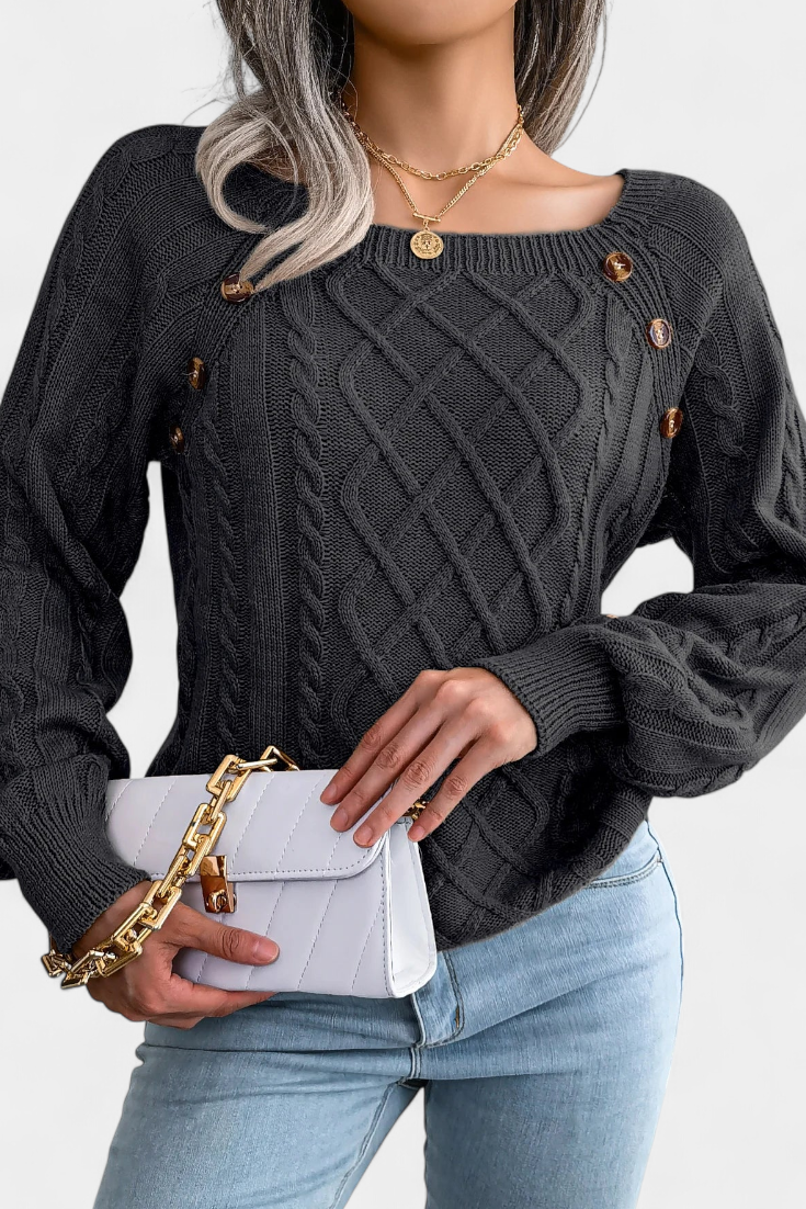 Fien Suéter de Punto Cuello Cuadrado Colección Exclusiva
