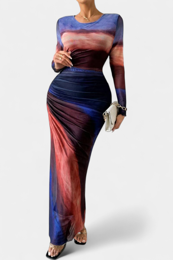 Galene Vestido Midi Ajustado Con Capa Colección Couture