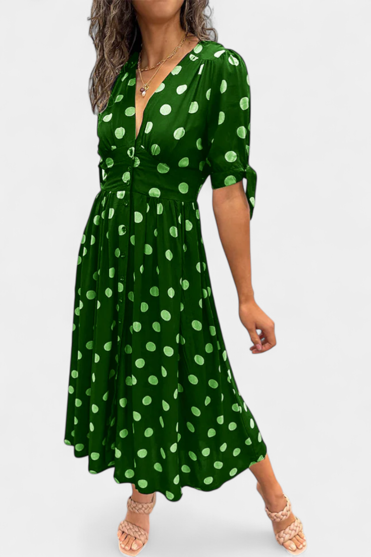 Lizzie Vestido Midi Colección Lunares Exclusiva Elegante