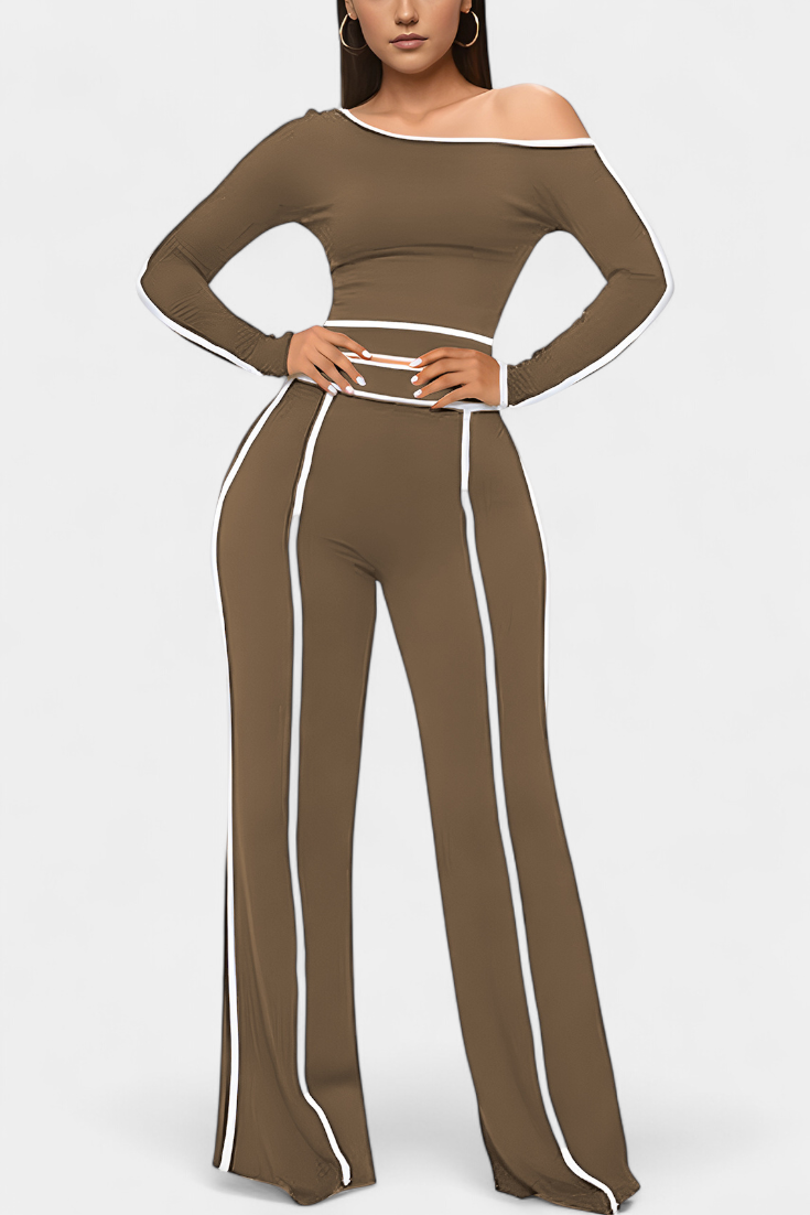 Krystelle Conjunto Off Shoulder Pantalón Recto Exclusivo