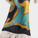 Kiara Vestido Maxi Retro con Flecos de Plumas Exclusivo