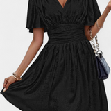 Adalee Vestido Seda Escote V Cintura Cruzada Exclusivo