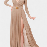 Raisa Vestido Largo Plisado Escote Profundo Exclusivo