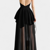 Hollis Vestido Largo Halter Malla Elegante Edición Limitada