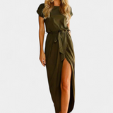 Clarissa Vestido Midi Envolvente Abertura Lateral Exclusivo