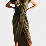 Clarissa Vestido Midi Envolvente Abertura Lateral Exclusivo