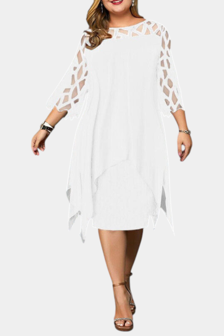 Yana Vestido Exclusivo Talla Grande con Mangas de Encaje