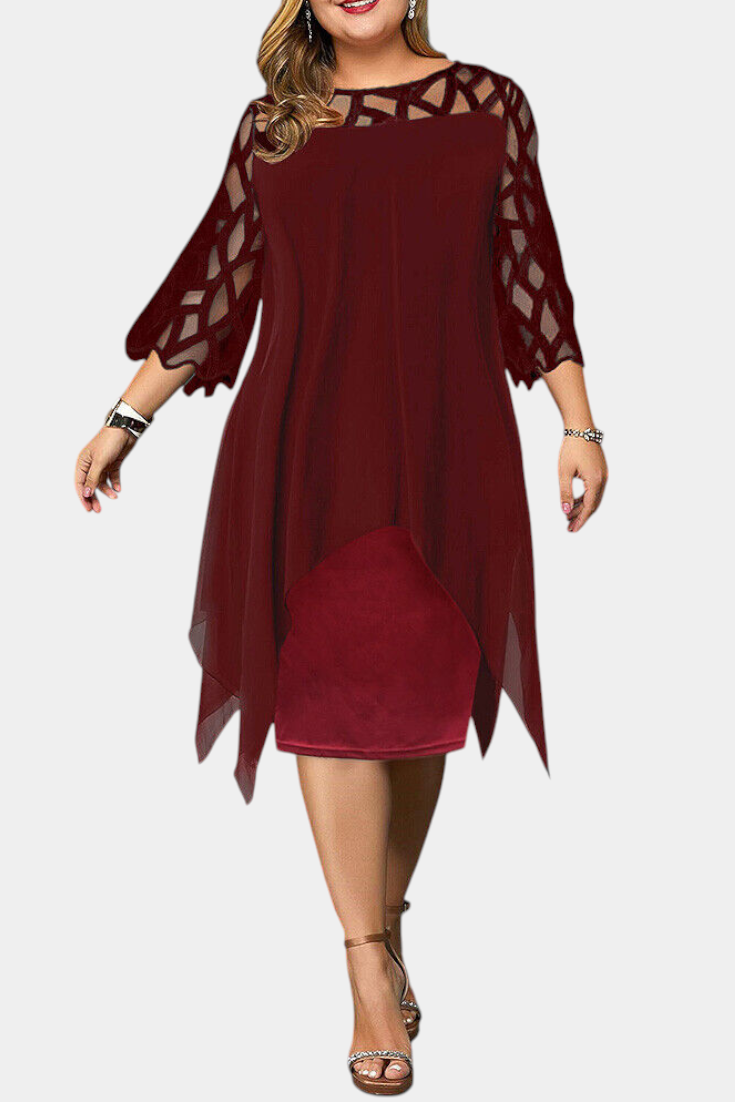 Yana Vestido Exclusivo Talla Grande con Mangas de Encaje
