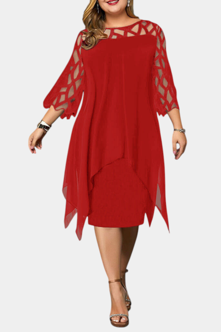 Yana Vestido Exclusivo Talla Grande con Mangas de Encaje