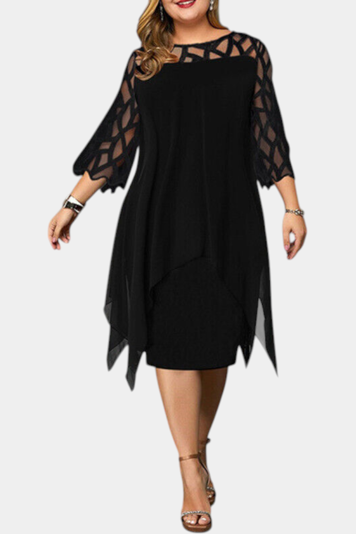 Yana Vestido Exclusivo Talla Grande con Mangas de Encaje