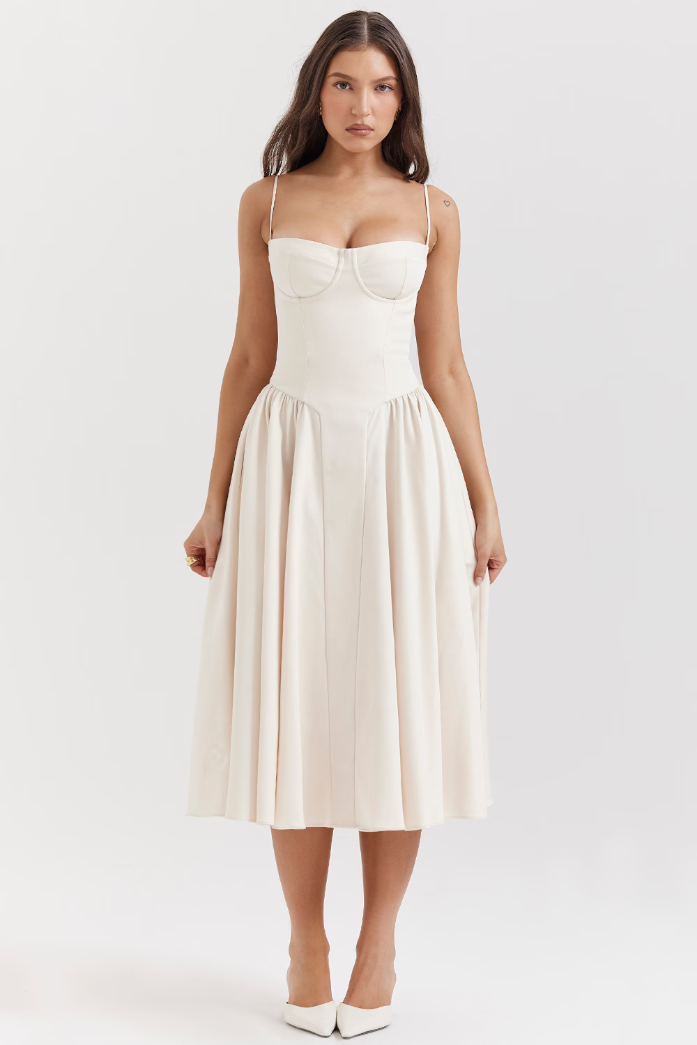 Felicity Vestido Midi Corsé Sin Mangas Colección Exclusiva