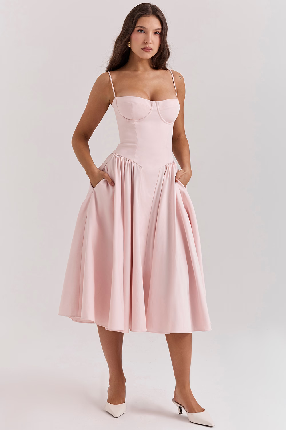Felicity Vestido Midi Corsé Sin Mangas Colección Exclusiva