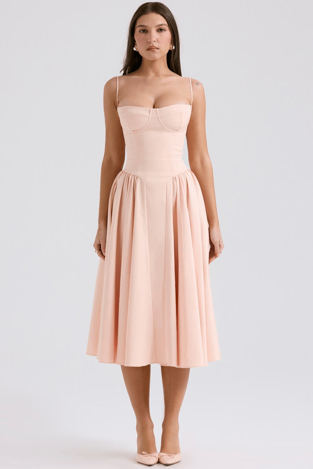 Felicity Vestido Midi Corsé Sin Mangas Colección Exclusiva