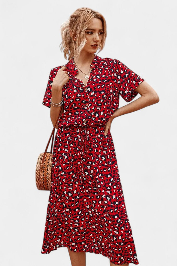 Rovena Vestido Midi Lunares Camisero Colección Exclusiva