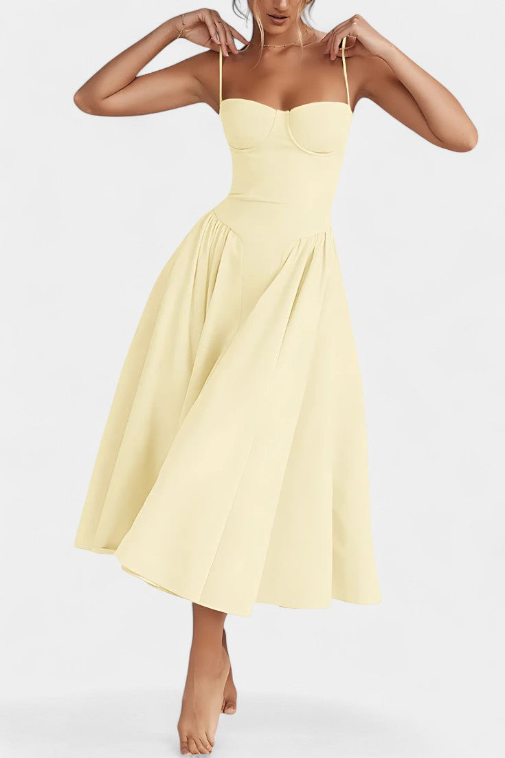 Felicity Vestido Midi Corsé Sin Mangas Colección Exclusiva